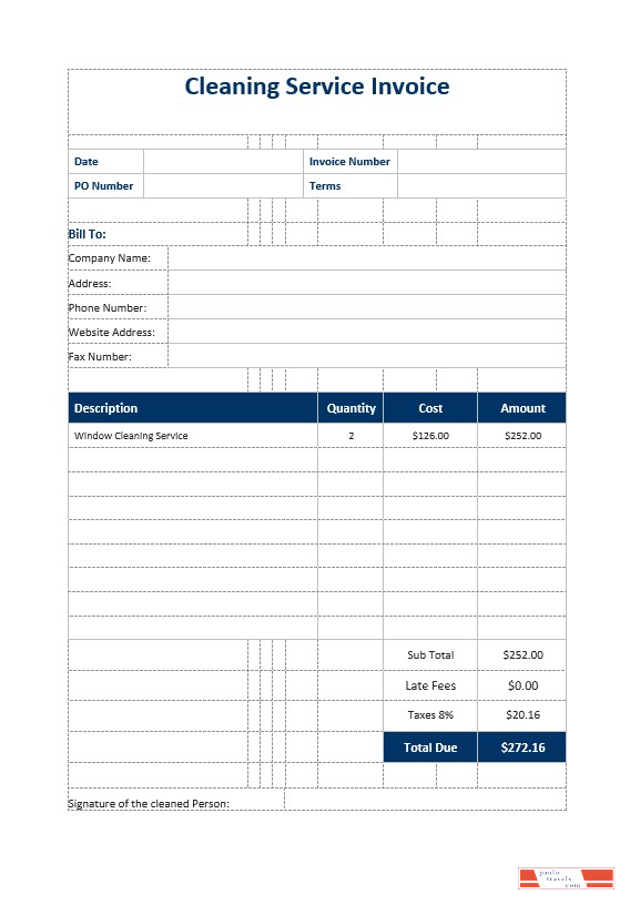 Cleaning Service Invoice Template PSD template